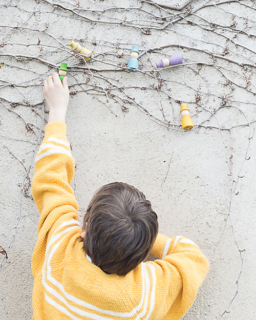 Grapat Wizards Nins with Hats, Rainbow Colour 12 pieces - Sustainable Wood Montessori Toys