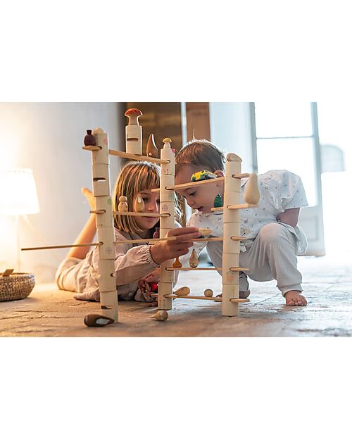 Grapat Woodland Set - 18 Tubes - 9 Walkways - Sustainable Wood Montessori Toys