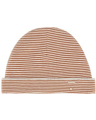Gray Label Baby Beanie with Stripes - Autumn/Cream - GOTS Organic Cotton Newborn Hats