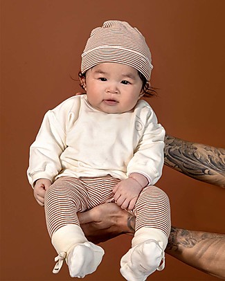 Gray Label Baby Beanie with Stripes - Autumn/Cream - GOTS Organic Cotton Newborn Hats