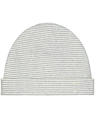 Gray Label Baby Beanie with Stripes - Grey Melange/Cream - GOTS Organic Cotton Winter Hats
