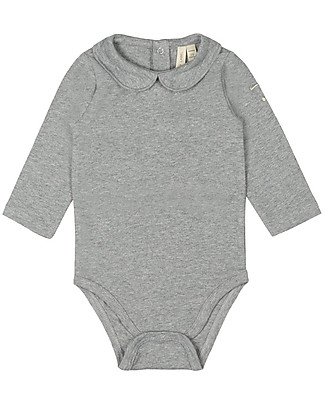 Gray Label Baby Collar Onesie, Grey Melange - Organic cotton Long Sleeves Bodies