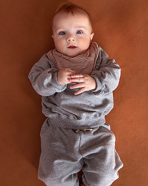 Gray Label Baby Dropped Shoulder Sweater - Grey Melange - Organic Cotton Fleece GOTS Jumpers