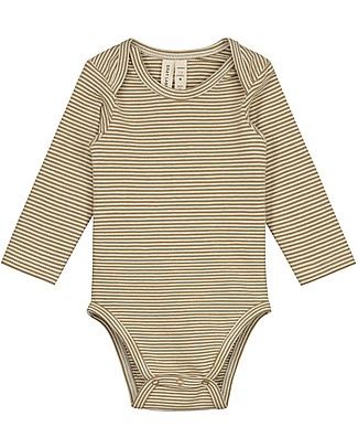 Gray Label Baby Long Sleeved Onesie - Peanut/Cream - Organic Cotton Long Sleeves Bodies