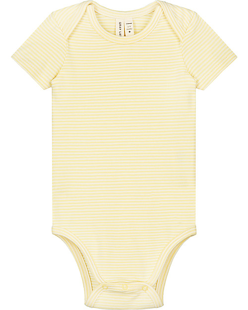 Gray Label Baby Onesie - Mellow Yellow/Cream Stripes - Organic Cotton Short Sleeves Bodies