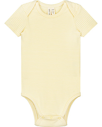 Gray Label Baby Onesie - Mellow Yellow/Cream Stripes - Organic Cotton Short Sleeves Bodies