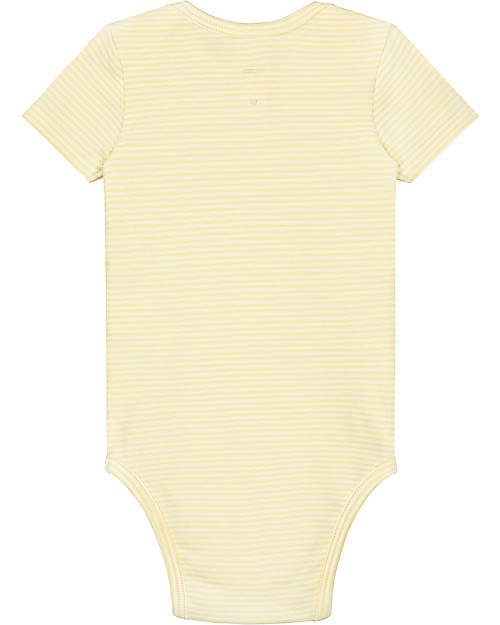 Gray Label Baby Onesie - Mellow Yellow/Cream Stripes - Organic Cotton Short Sleeves Bodies