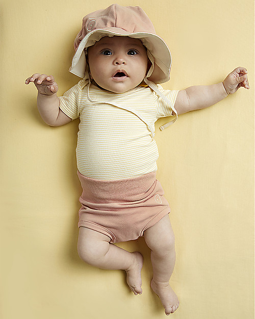 Gray Label Baby Onesie - Mellow Yellow/Cream Stripes - Organic Cotton Short Sleeves Bodies
