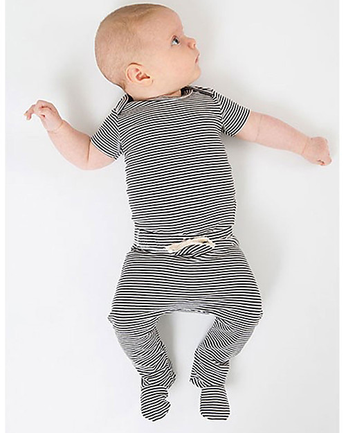 Gray Label Baby Onesie, Nearly Black/Cream Stripes - Organic Cotton Short Sleeves Bodies