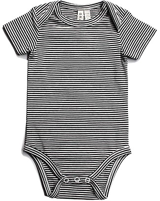 Gray Label Baby Onesie, Nearly Black/Cream Stripes - Organic Cotton Short Sleeves Bodies