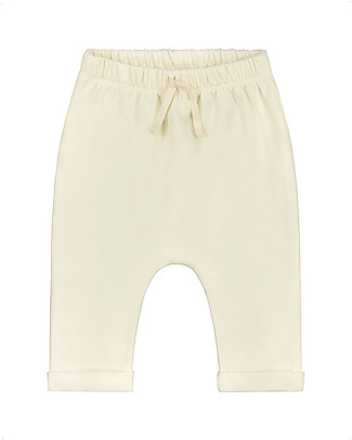 Gray Label Baby Pants - Cream - Elasticated Organic Cotton Fleece Trousers
