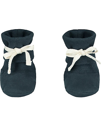 Gray Label Baby Ribbed Booties Blue Grey - Softest Organic Cotton Shoes