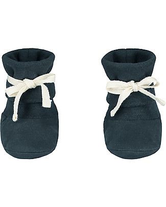 Gray Label Baby Ribbed Booties Blue Grey - Softest Organic Cotton Slippers