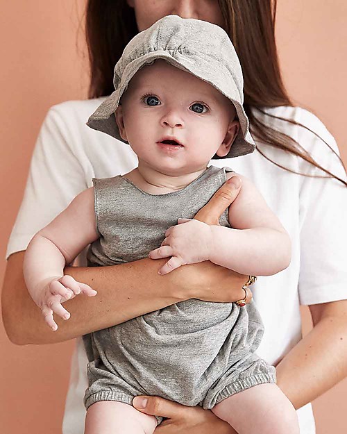 Gray Label Baby Sleeveless Onesie, Grey Melange - Organic cotton Short Rompers