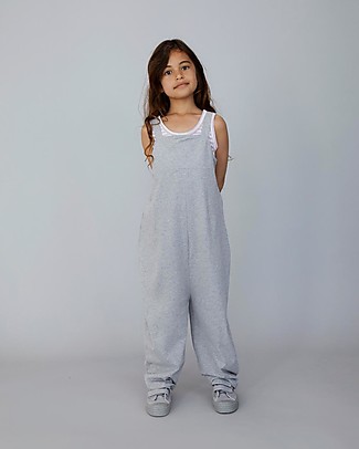 Gray Label Boxy Playsuit - Grey Melange - 100% Organic Cotton Jersey GOTS Dungarees