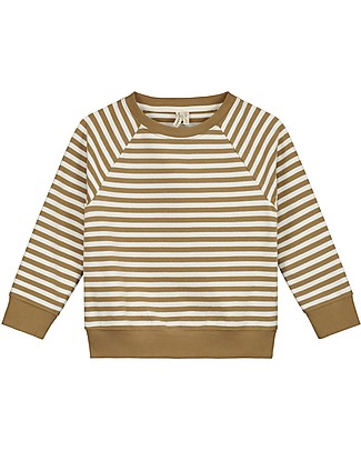 Gray Label Crewneck Sweater - Peanut/Off White - 100% Organic Cotton Long Sleeves Tops