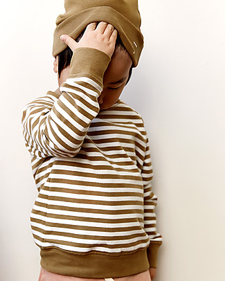 Gray Label Crewneck Sweater - Peanut/Off White - 100% Organic Cotton Long Sleeves Tops
