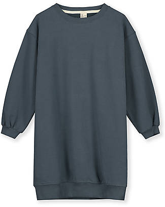 Gray Label Dropped Shoulder Dress - Blue Grey - 100% Organic Cotton Fleece GOTS Dresses_