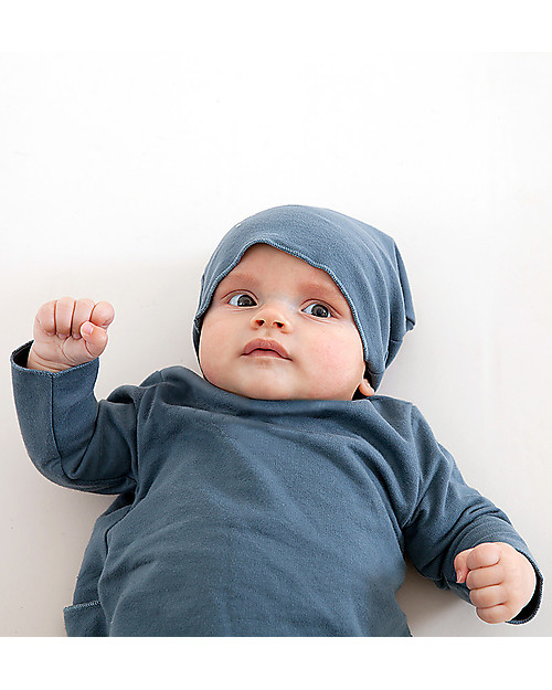 Gray Label Fleece Babysuit - Denim Blue - 100% Softest Organic Cotton Babygrows