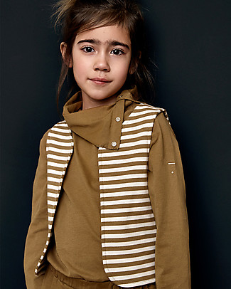 Gray Label Gilet - Peanut/off White - 100% Organic Cotton Fleece Evening Tops