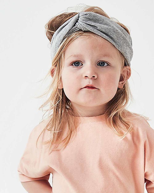 Gray Label Girl Twist Headband, Grey Melange (4-10 years) - 100% organic cotton Hair Accessories