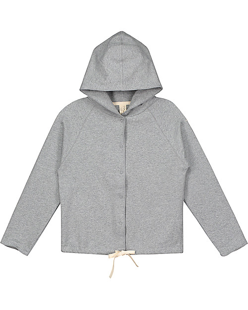 Gray Label Hooded Cardigan with Snaps, Grey Melange - 100% softest organic cotton fleece Cardigans