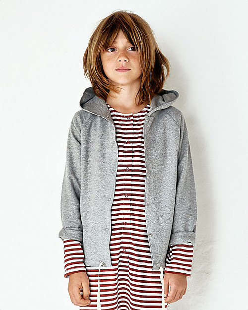 Gray Label Hooded Cardigan with Snaps, Grey Melange - 100% softest organic cotton fleece Cardigans