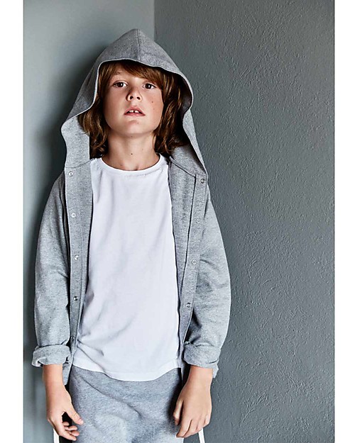 Gray Label Hooded Cardigan with Snaps, Grey Melange - 100% softest organic cotton fleece Cardigans