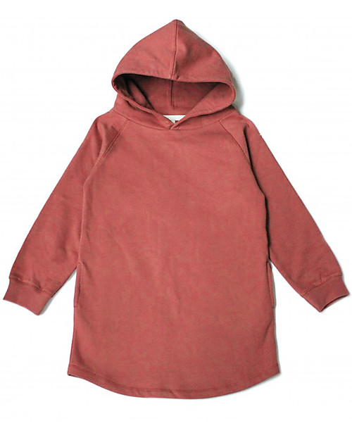 Gray Label Hooded Dress - Extra Soft 100% Organic Cotton Fleece Terracotta Red Dresses_