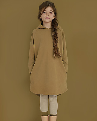Gray Label Hooded Dress - Peanut - 100% Organic Cotton Fleece Dresses