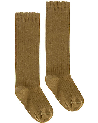 Gray Label Long Ribbed Socks - Peanut - Elasticated Organic Cotton Socks