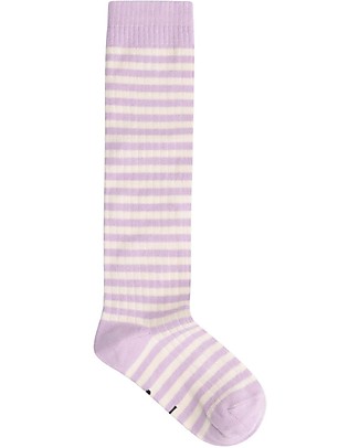 Gray Label Long Ribbed Socks - Purple Haze/Cream - GOTS Organic Cotton Socks