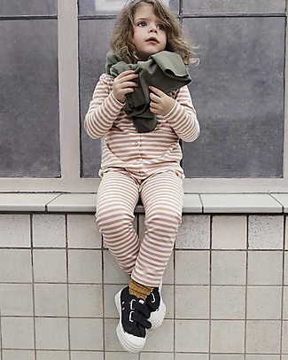 Gray Label Long Sleeve Playsuite - Rustic Clay/Cream Stripe - 100% Sooftest Organic Cotton Babygrows