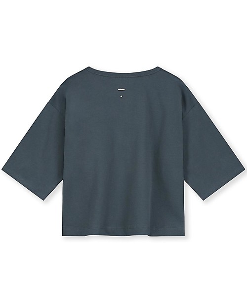 Gray Label Long Sleeves Dropped Shoulder Tee - Blue Grey - 100% Organic Cotton Jersey GOTS Long Sleeves Tops