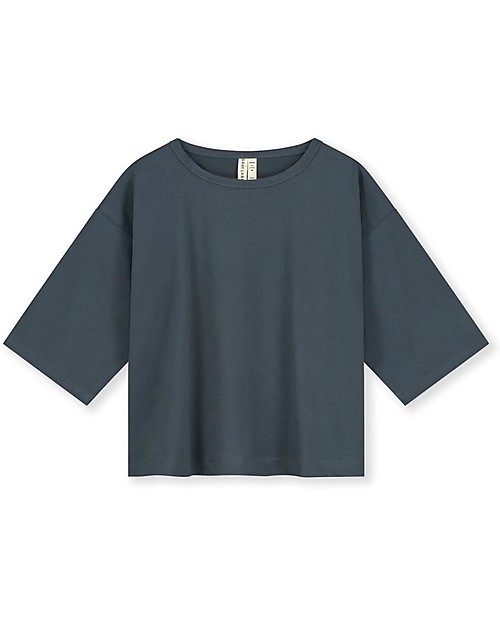 Gray Label Long Sleeves Dropped Shoulder Tee - Blue Grey - 100% Organic Cotton Jersey GOTS Long Sleeves Tops