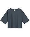 Gray Label Long Sleeves Dropped Shoulder Tee - Blue Grey - 100% Organic Cotton Jersey GOTS Long Sleeves Tops