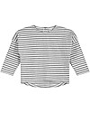 Gray Label Long Sleeves Dropped Shoulder Tee, Grey Melange/White Stripe (12-24 months) - 100% organic cotton Long Sleeves Tops