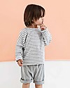 Gray Label Long Sleeves Dropped Shoulder Tee, Grey Melange/White Stripe (12-24 months) - 100% organic cotton Long Sleeves Tops