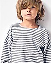 Gray Label Long Sleeves Dropped Shoulder Tee, Grey Melange/White Stripe (12-24 months) - 100% organic cotton Long Sleeves Tops