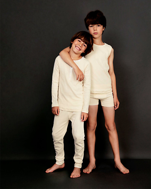 Gray Label Long Sleeves Pajamas Shirt - Cream - GOTS Organic Cotton Long Sleeves Tops