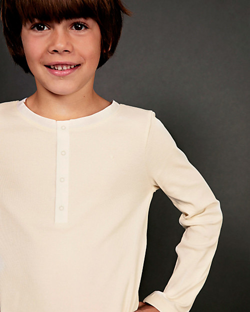 Gray Label Long Sleeves Pajamas Shirt - Cream - GOTS Organic Cotton Long Sleeves Tops