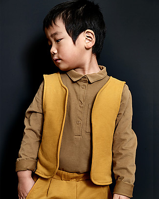 Gray Label Long Sleeves Polo - Peanut - 100% Organic Cotton Long Sleeves Tops