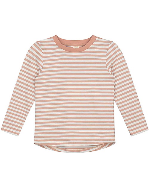 Gray Label Long Sleeves Streeped Tee, Rustic Clay/Cream Stripe - 100% cotone bio Long Sleeves Tops
