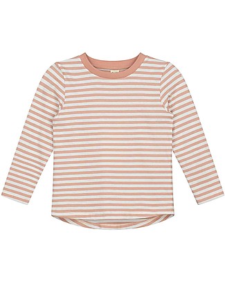 Gray Label Long Sleeves Streeped Tee, Rustic Clay/Cream Stripe - 100% cotone bio Long Sleeves Tops