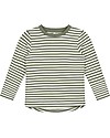 Gray Label Long Sleeves Striped T-Shirt, Moss/Cream Stripe - 100% organic cotton Long Sleeves Tops