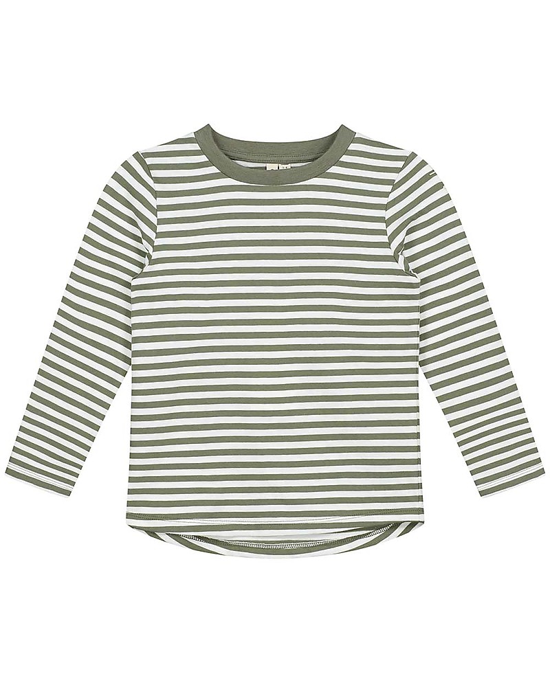 Gray Label Long Sleeves Striped T-Shirt, Moss/Cream Stripe - 100% organic  cotton unisex (bambini)