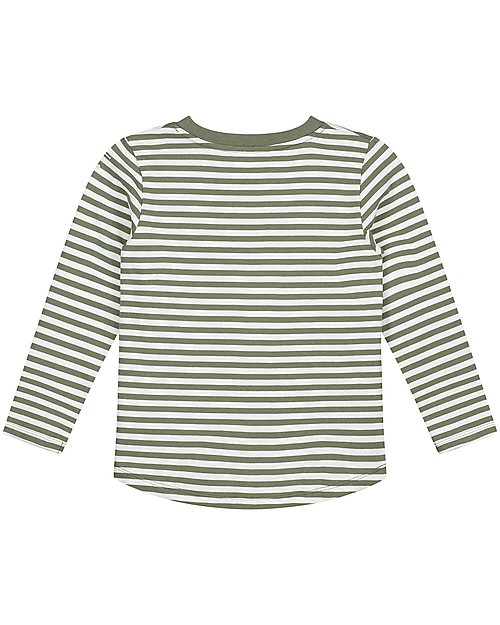 Gray Label Long Sleeves Striped T-Shirt, Moss/Cream Stripe - 100% organic cotton Long Sleeves Tops