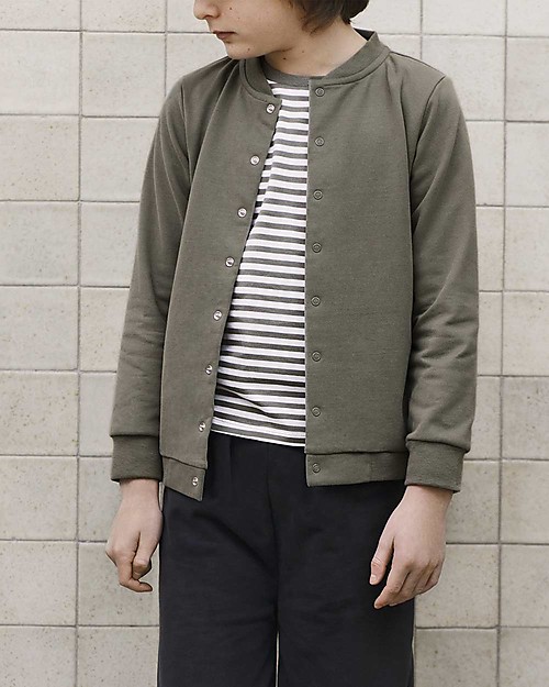 Gray Label Long Sleeves Striped T-Shirt, Moss/Cream Stripe - 100% organic cotton Long Sleeves Tops