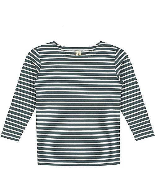 Gray Label Long Sleeves Striped Tee  Blue Grey/White Stripe (2+ years) - 100% organic cotton Long Sleeves Tops
