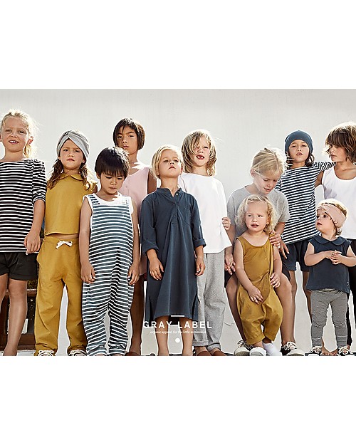 Gray Label Long Sleeves Striped Tee  Blue Grey/White Stripe (2+ years) - 100% organic cotton Long Sleeves Tops